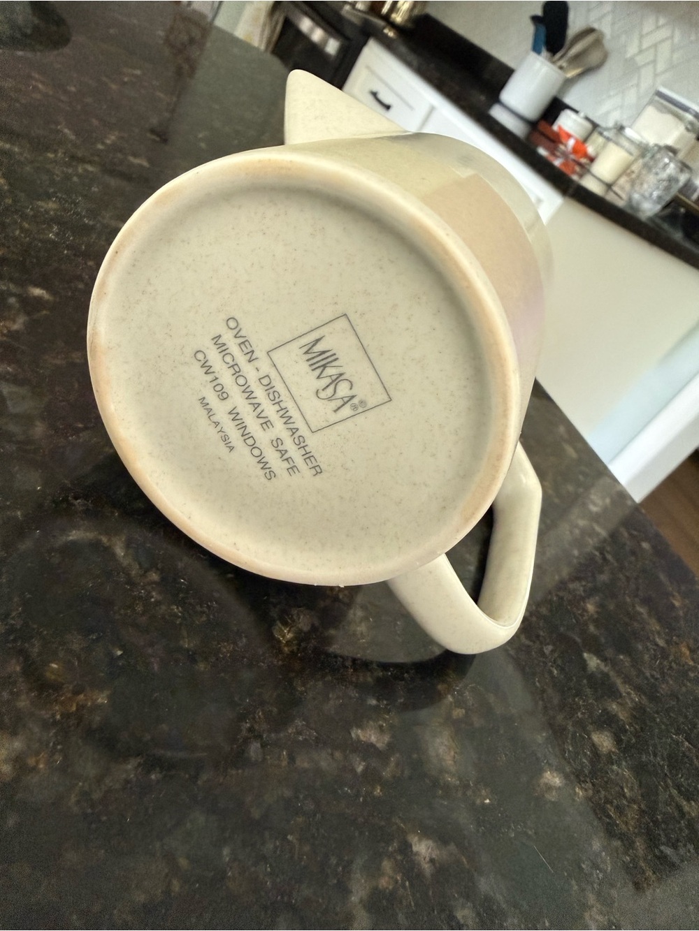 Mikasa Cream Speckled Ceramic Pitcher with Handle